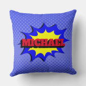 スーパーヒーローキッズ漫画パーソナライズされたブック名 クッション (裏面)