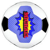 スーパーヒーローキッズ漫画パーソナライズされたブック名 サッカーボール (回転)