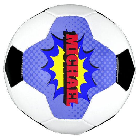 スーパーヒーローキッズ漫画パーソナライズされたブック名 サッカーボール (回転)