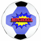 スーパーヒーローキッズ漫画パーソナライズされたブック名 サッカーボール (正面)