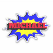 スーパーヒーローキッズ漫画パーソナライズされたブック名 シール (正面)