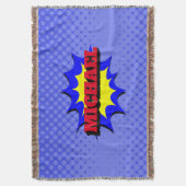 スーパーヒーローキッズ漫画パーソナライズされたブック名 スローブランケット (正面縦)