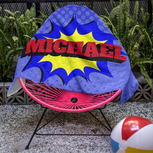 スーパーヒーローキッズ漫画パーソナライズされたブック名 バスタオルセット