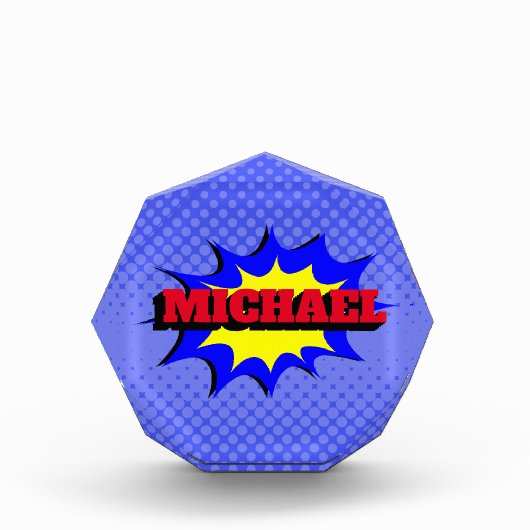 スーパーヒーローキッズ漫画パーソナライズされたブック名 フォトブロック (正面)