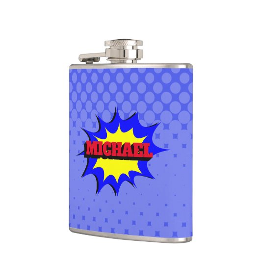 スーパーヒーローキッズ漫画パーソナライズされたブック名 フラスク (左)