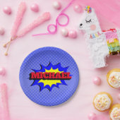 スーパーヒーローキッズ漫画パーソナライズされたブック名 ペーパープレート (パーティー)