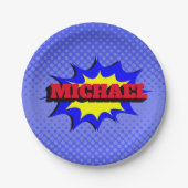 スーパーヒーローキッズ漫画パーソナライズされたブック名 ペーパープレート (正面)