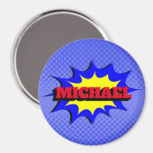 スーパーヒーローキッズ漫画パーソナライズされたブック名 マグネット (正面/裏面)