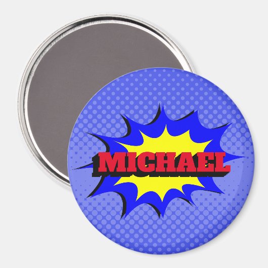 スーパーヒーローキッズ漫画パーソナライズされたブック名 マグネット (正面/裏面)