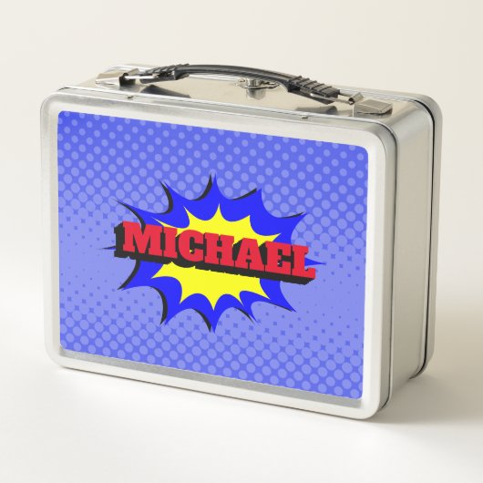 スーパーヒーローキッズ漫画パーソナライズされたブック名 メタルランチボックス (裏面)