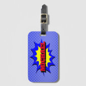 スーパーヒーローキッズ漫画パーソナライズされたブック名 ラゲッジタグ (正面縦)