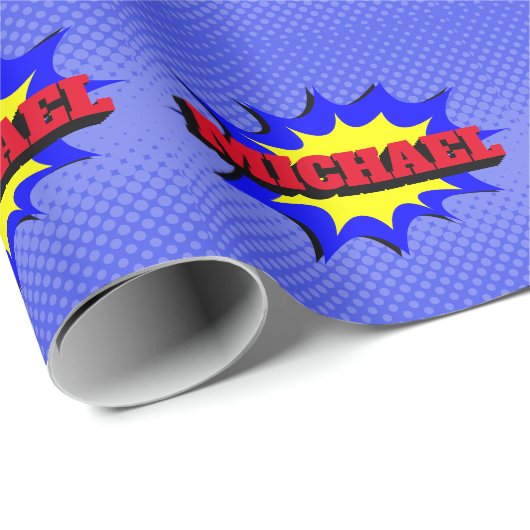 スーパーヒーローキッズ漫画パーソナライズされたブック名 ラッピングペーパー (ロールコーナー)
