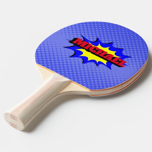 スーパーヒーローキッズ漫画パーソナライズされたブック名 卓球ラケット (正面アングル)