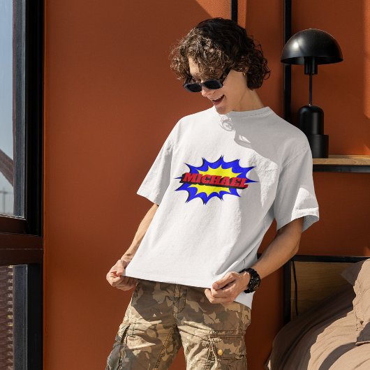 スーパーヒーローキッズ漫画パーソナライズされたブック名 Tシャツ