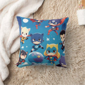 スーパーヒーローキッズ飛んでいるハイ クッション (ブランケット)