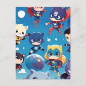 スーパーヒーローキッズ飛んでいるハイ ポストカード (正面)