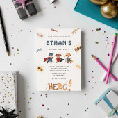 スーパーヒーローキュート動物子供の誕生日招待状 招待状