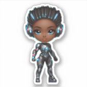 スーパーヒーロークールチビ（小さくかわいく書いた感じ）ガール シール (正面)