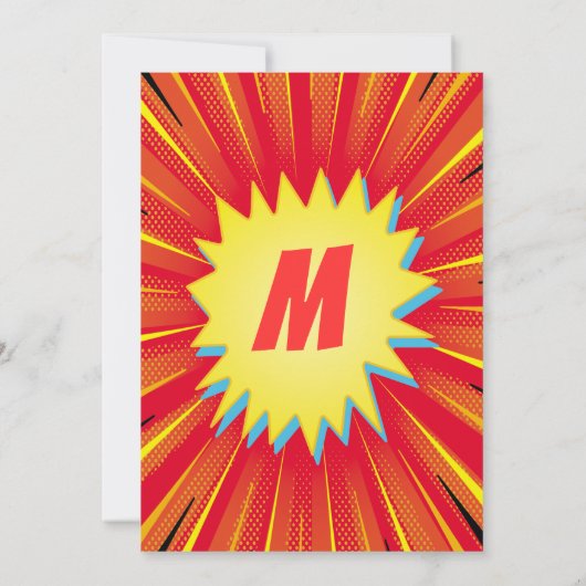 スーパーヒーロークールマンガモダンー少年の誕生日パーティー 招待状 (裏面)