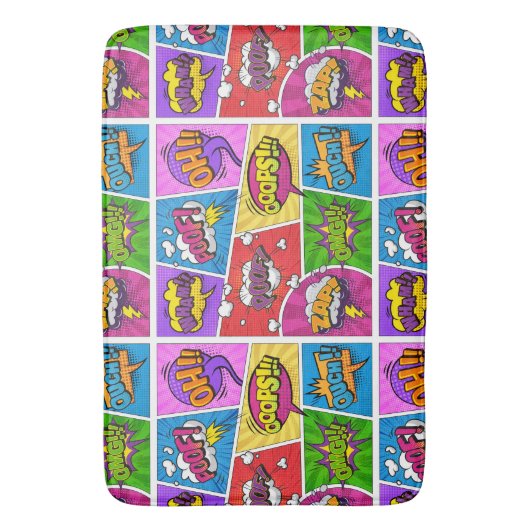 スーパーヒーローゲーマー漫画本デザインバスマット バスマット (正面縦)