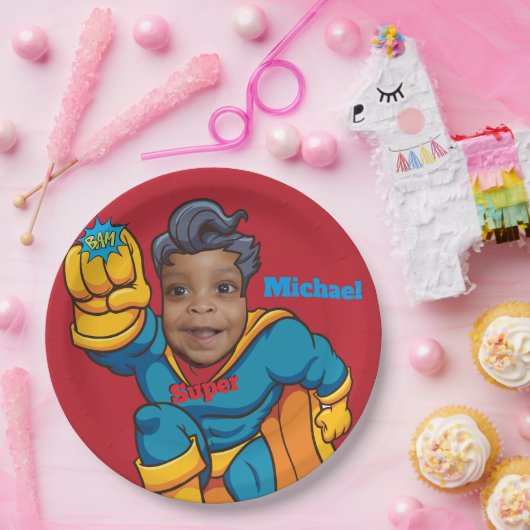 スーパーヒーロージャスティス誕生日 ペーパープレート (パーティー)