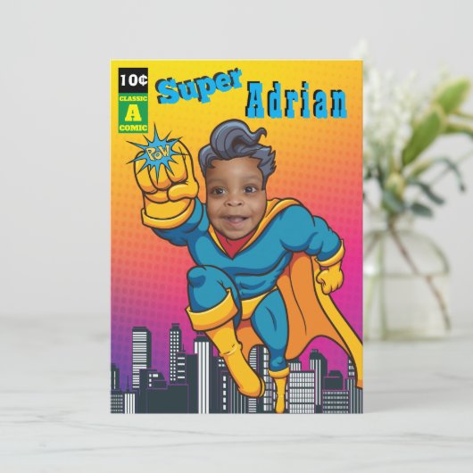 スーパーヒーロージャスティス誕生日 招待状 (スタンド正面)