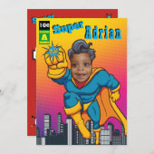 スーパーヒーロージャスティス誕生日 招待状 (正面/裏面)