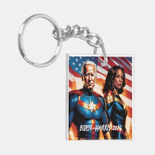 スーパーヒーロージョーバイデン氏とカマラハリス キーホルダー (正面左)