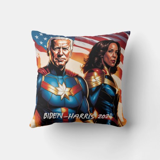 スーパーヒーロージョーバイデン氏とカマラハリス クッション (裏面)