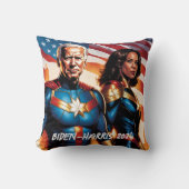 スーパーヒーロージョーバイデン氏とカマラハリス クッション (正面)