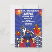 スーパーヒーロースカイラインボーイバースデーパーティーの招待 招待状 (正面)