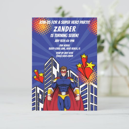 スーパーヒーロースカイラインボーイバースデーパーティーの招待 招待状 (スタンド正面)