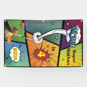 スーパーヒーロースネジーお尻誕生日スピーチバブル記号 横断幕 (横)