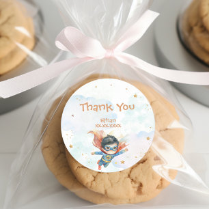 スーパーヒーロースーパーボーイ子供の誕生日感謝していユー ラウンドシール