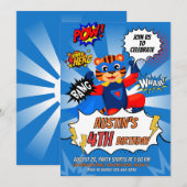 スーパーヒーロータイガー誕生日パーティー 招待状 (正面/裏面)