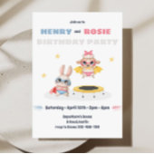 スーパーヒーローツインズバースデーパーティーへの招待 招待状