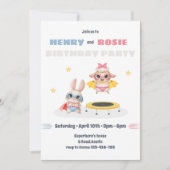 スーパーヒーローツインズバースデーパーティーへの招待 招待状 (正面)