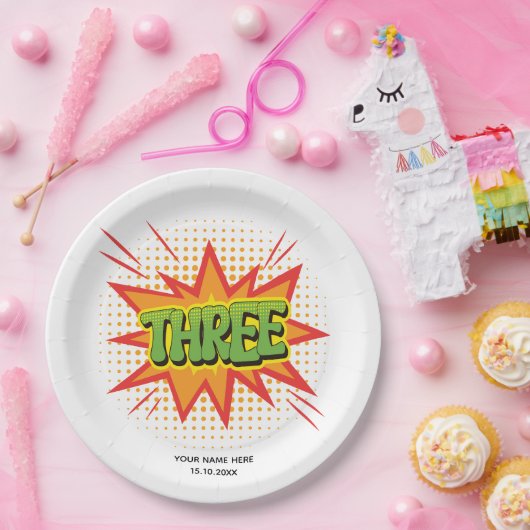 スーパーヒーローテーマエレガント文字キッズ3rd誕生日 ペーパープレート (パーティー)