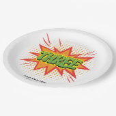 スーパーヒーローテーマエレガント文字キッズ3rd誕生日 ペーパープレート (アングル)