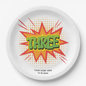 スーパーヒーローテーマエレガント文字キッズ3rd誕生日 ペーパープレート (正面)