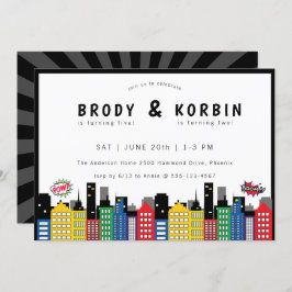 スーパーヒーローテーマジョイント誕生日 招待状