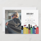 スーパーヒーローテーマ誕生日写真 招待状 (正面)