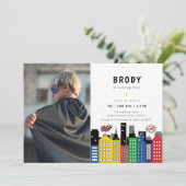 スーパーヒーローテーマ誕生日写真 招待状 (スタンド正面)