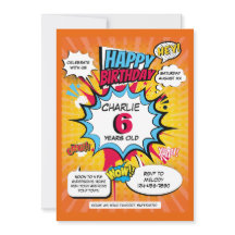 スーパーヒーローテーマ誕生日招待状