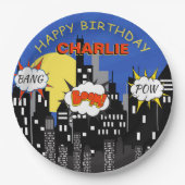 スーパーヒーローテーマ誕生日 ペーパープレート (正面)