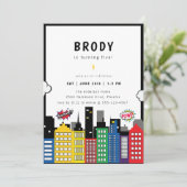 スーパーヒーローテーマ誕生日 招待状 (スタンド正面)