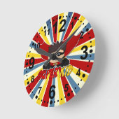 スーパーヒーローテーマforボーイズルームまたは子供部屋 ラウンド壁時計 (傾斜)