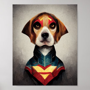 スーパーヒーロードッグポートレート Beagle ポスター
