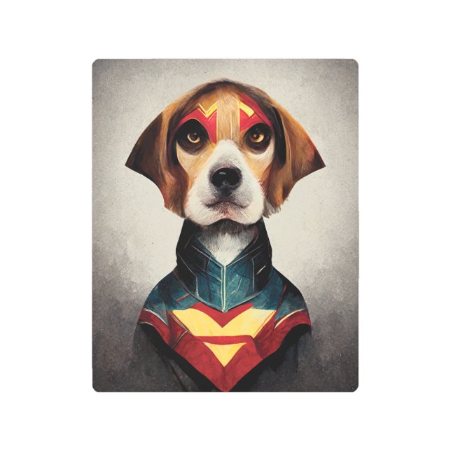 スーパーヒーロードッグポートレート | Beagle メタルプリント (正面)