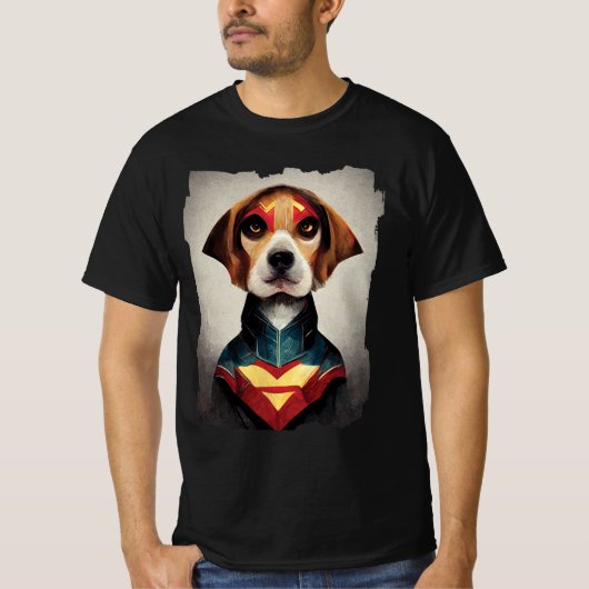 スーパーヒーロードッグポートレート | Beagle Tシャツ (正面)